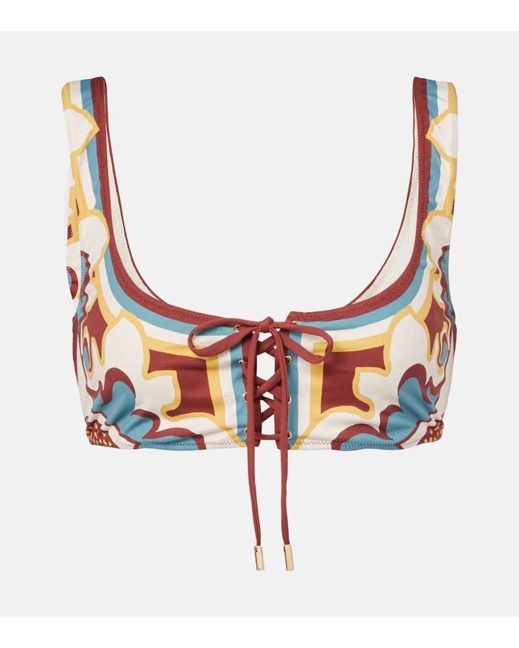 LaDoubleJ Metallic Sunset Floral Bikini Top