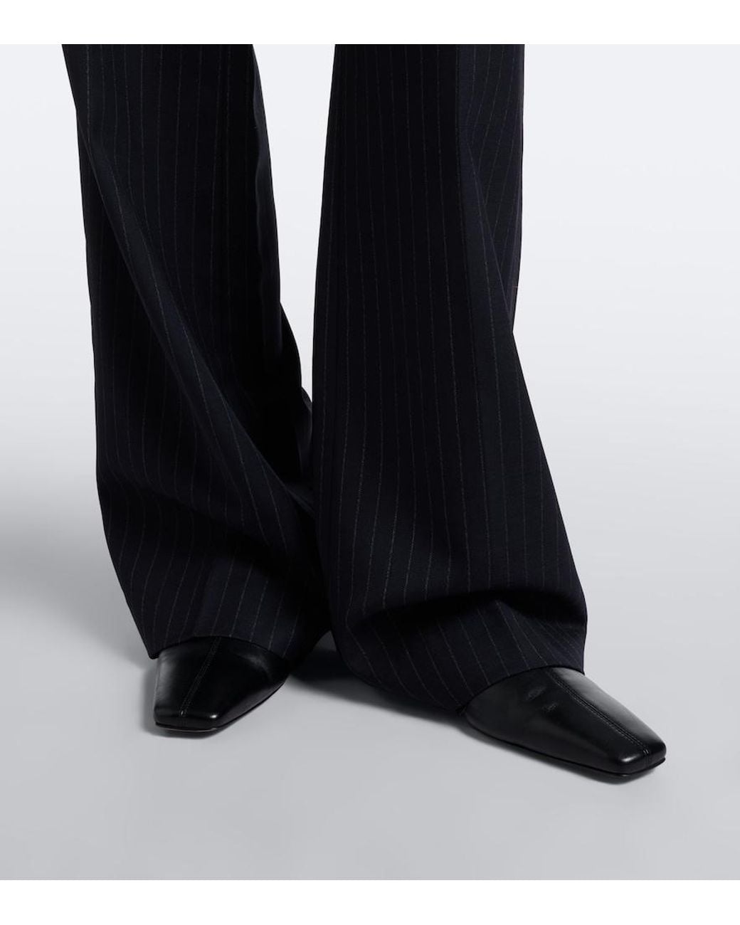 Nili Lotan Blue Bethany Pinstriped Wool Flared Pants