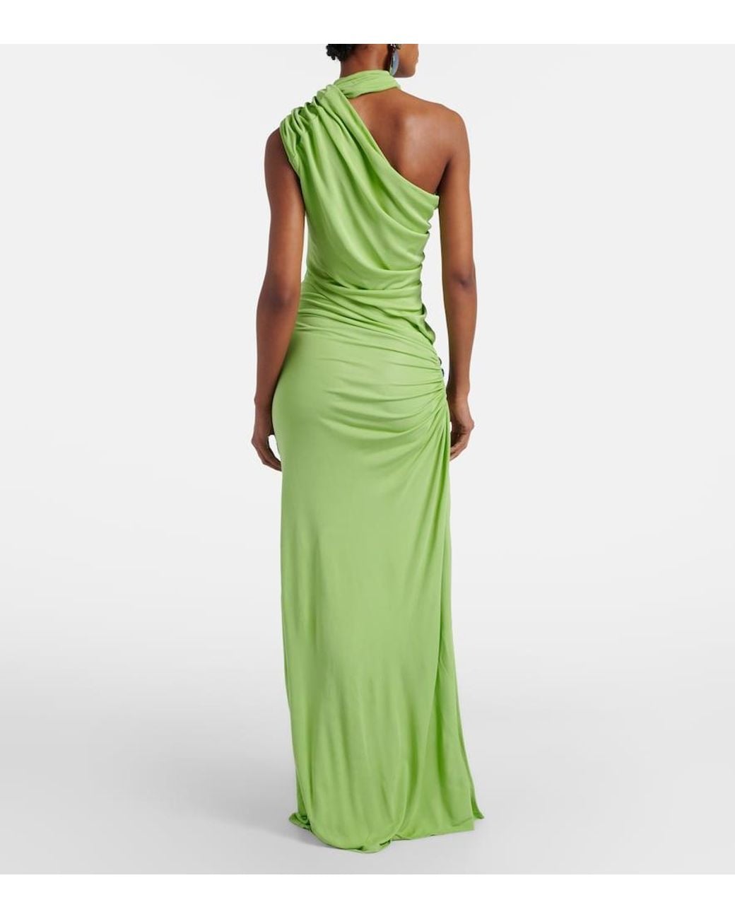 Christopher Esber Green Cutout Embellished Draped Maxi Dress