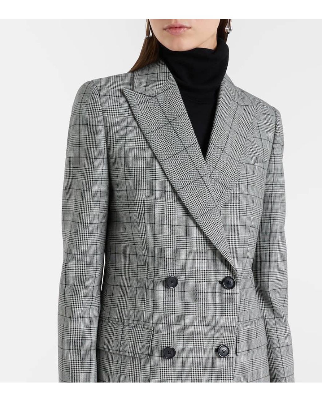 Nili Lotan Gray Weston Plaid Virgin Wool Blazer