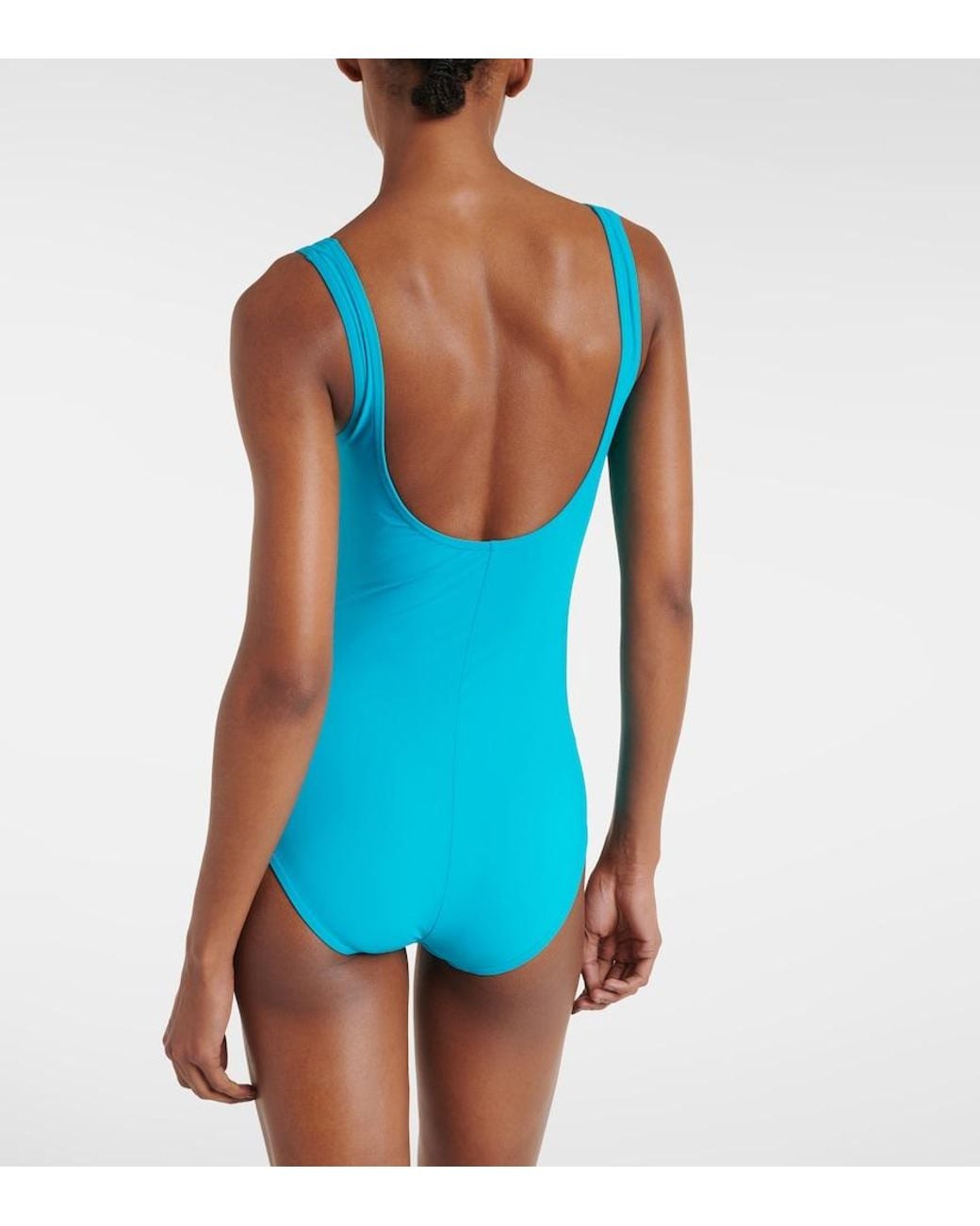 Karla Colletto Blue Ruched Swimsuit