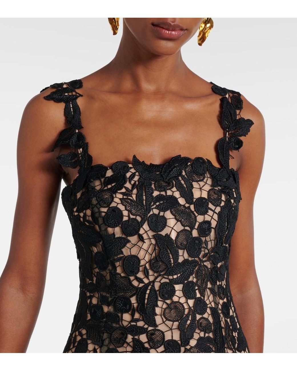 oscar de la renta black lace dress Women Size 14 Oscar de la Renta Black Silk, Lace Cocktail Dress