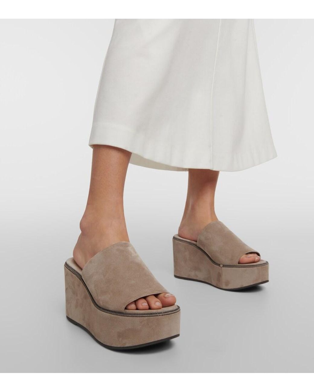 Brunello Cucinelli Gray Classic High Mule