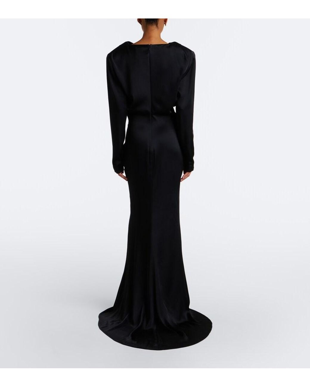 Stella McCartney Black Draped Satin Gown