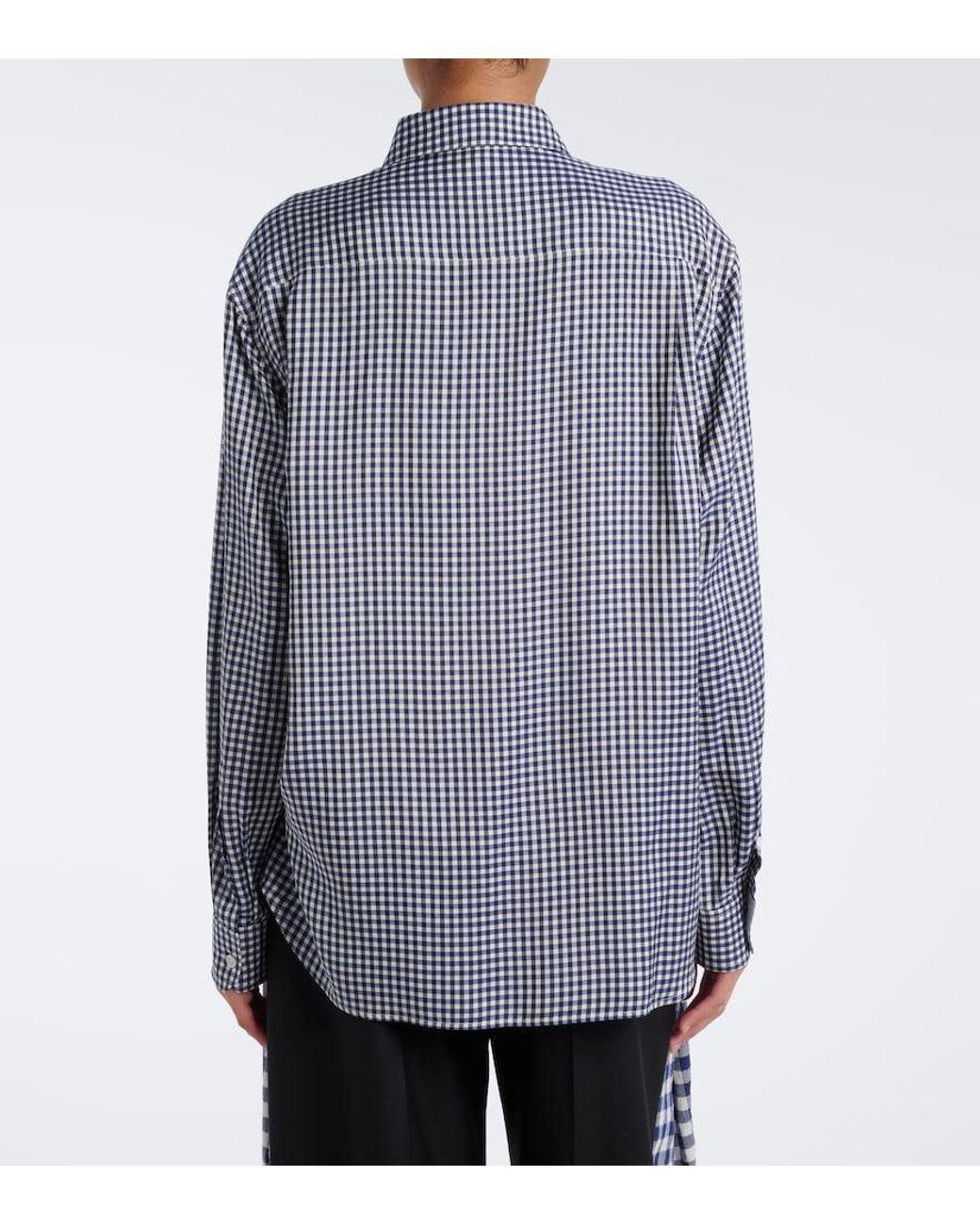Loewe Blue Double L Gingham Silk Twill Shirt