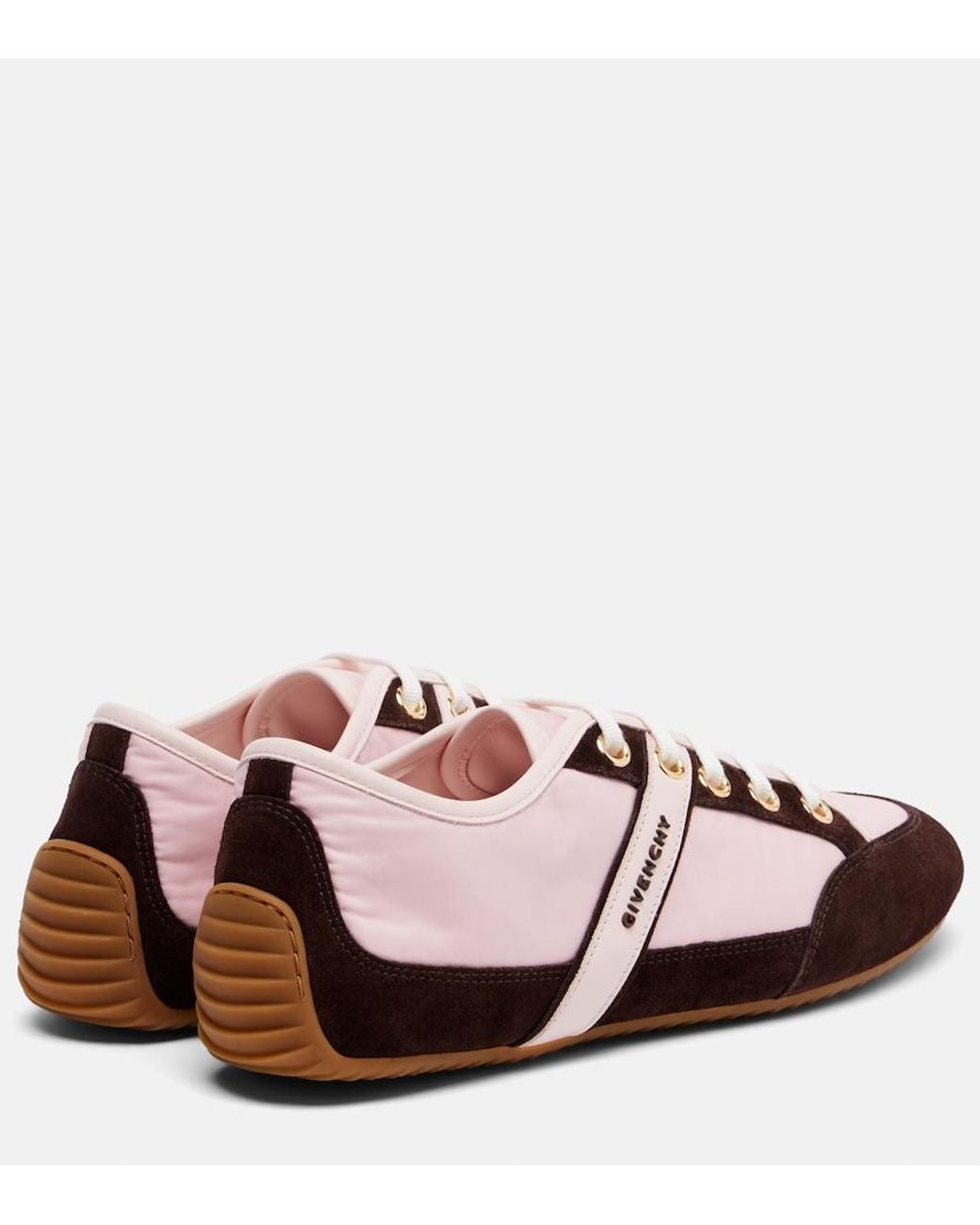 Givenchy Pink Slim Suede-Trimmed Sneakers