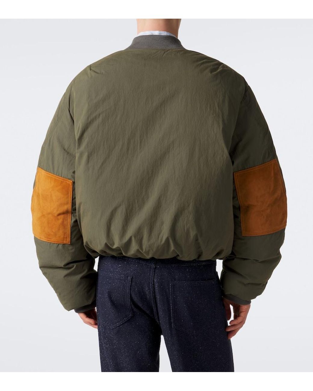 Acne Green Cotton-Blend Poplin Down Bomber Jacket for men