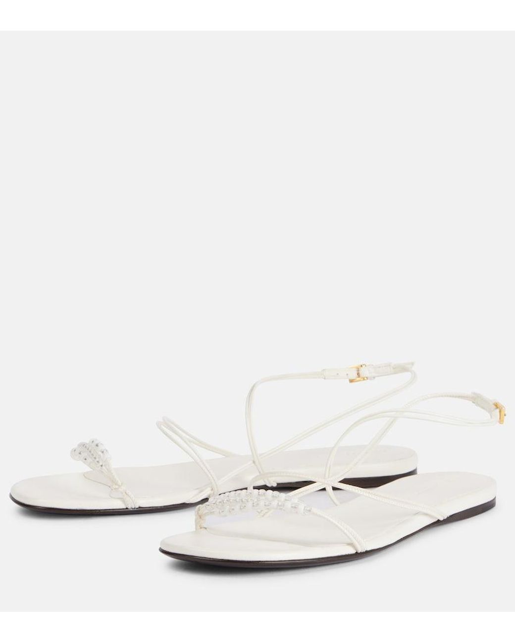 Khaite White Loop Leather Sandals