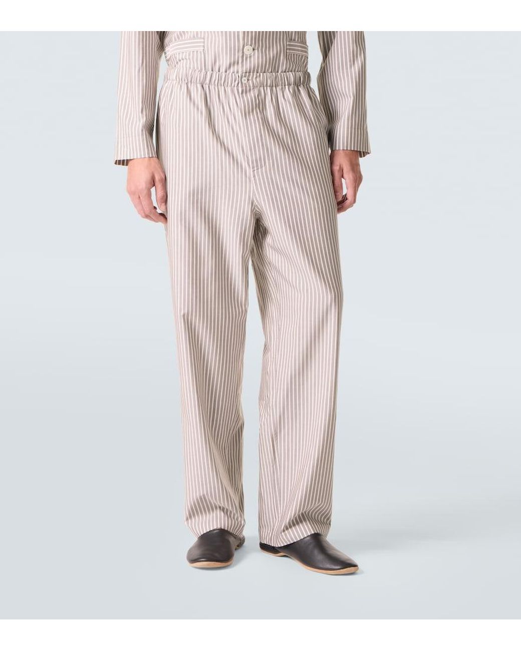Zegna White Striped Silk, Cotton, And Cashmere Pajamas for men