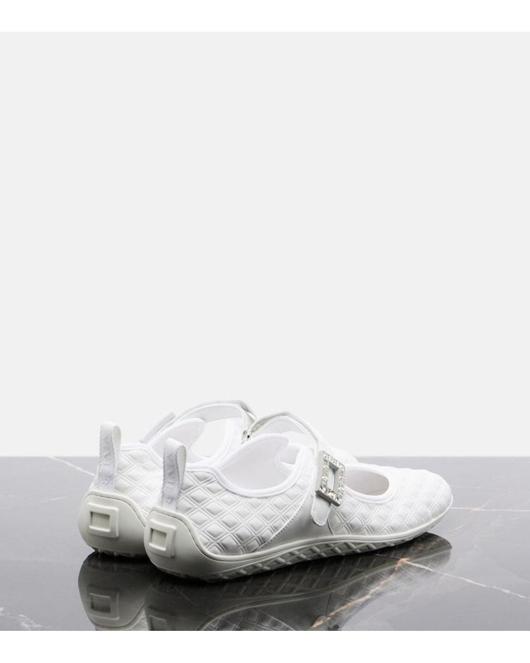 Roger Vivier White Viv Low Mary Jane Flats