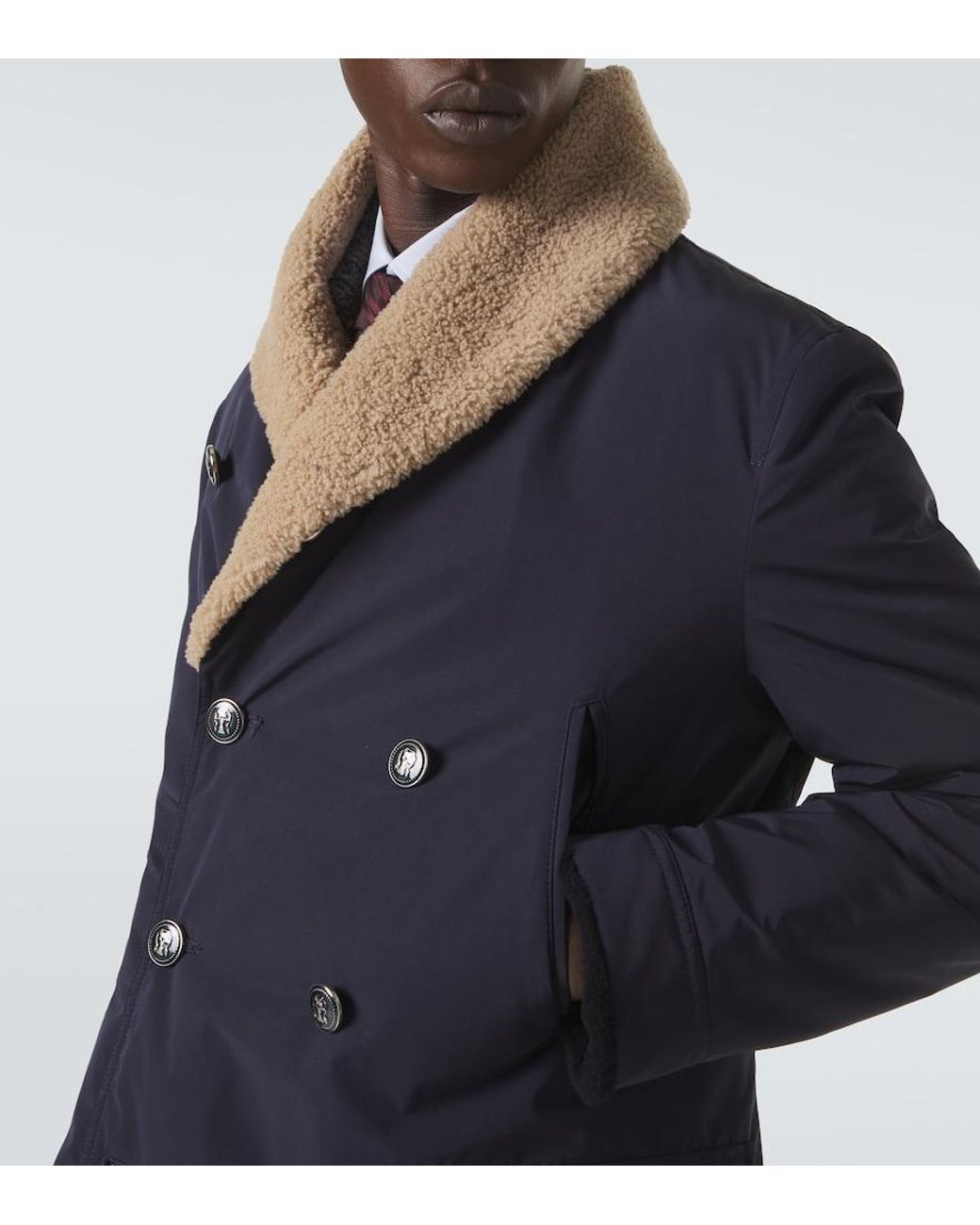 Brunello Cucinelli Blue Double-Breasted Jacket for men