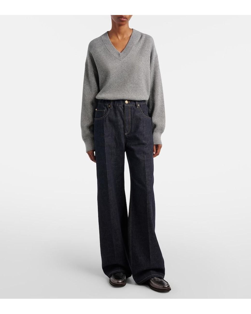 Brunello Cucinelli Blue Wide-Leg Jeans