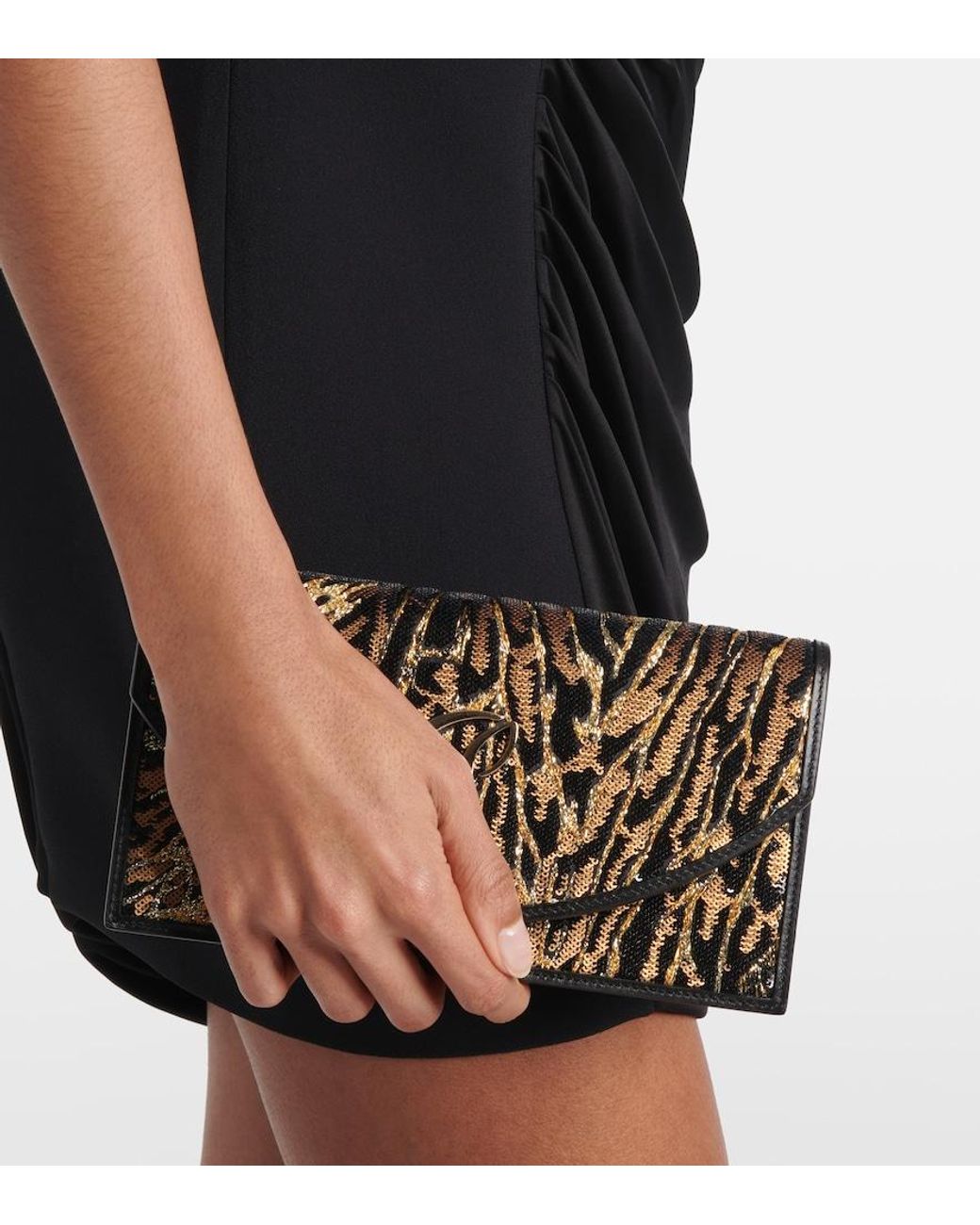 Christian Louboutin Brown Loubi54 Silk Sequinned Clutch Bag