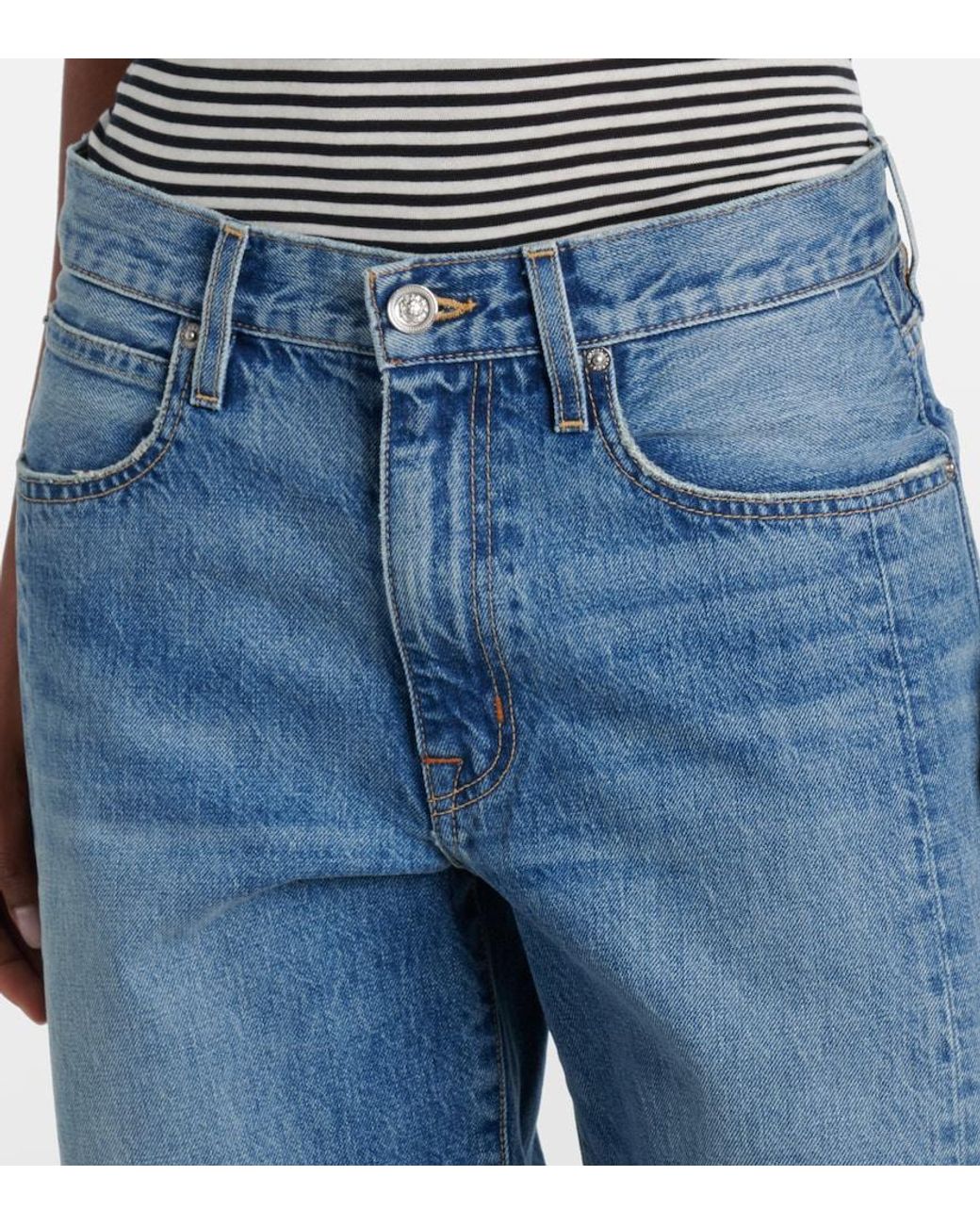 SLVRLAKE Denim Blue Jackson Low-Rise Wide-Leg Jeans