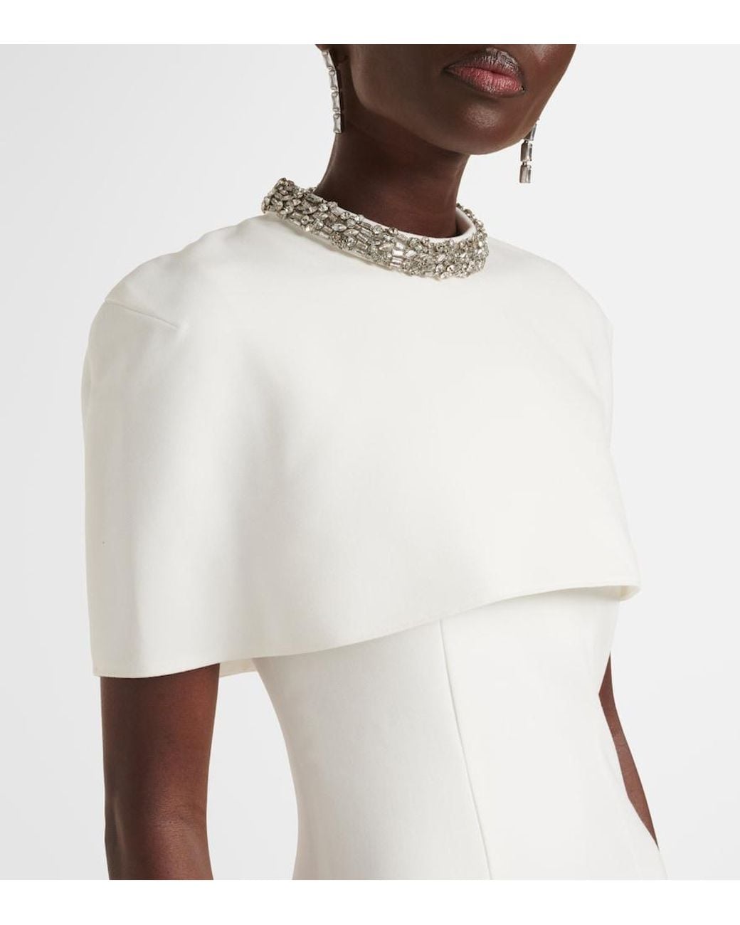 Roland Mouret White Embellished Crepe Cocktail Dress