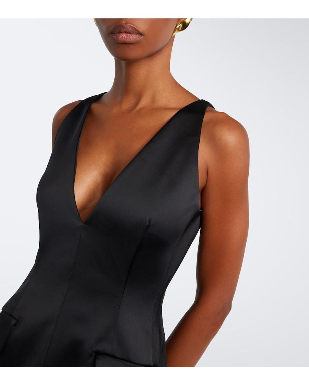 Sportmax Black Satin Cocktail Dress