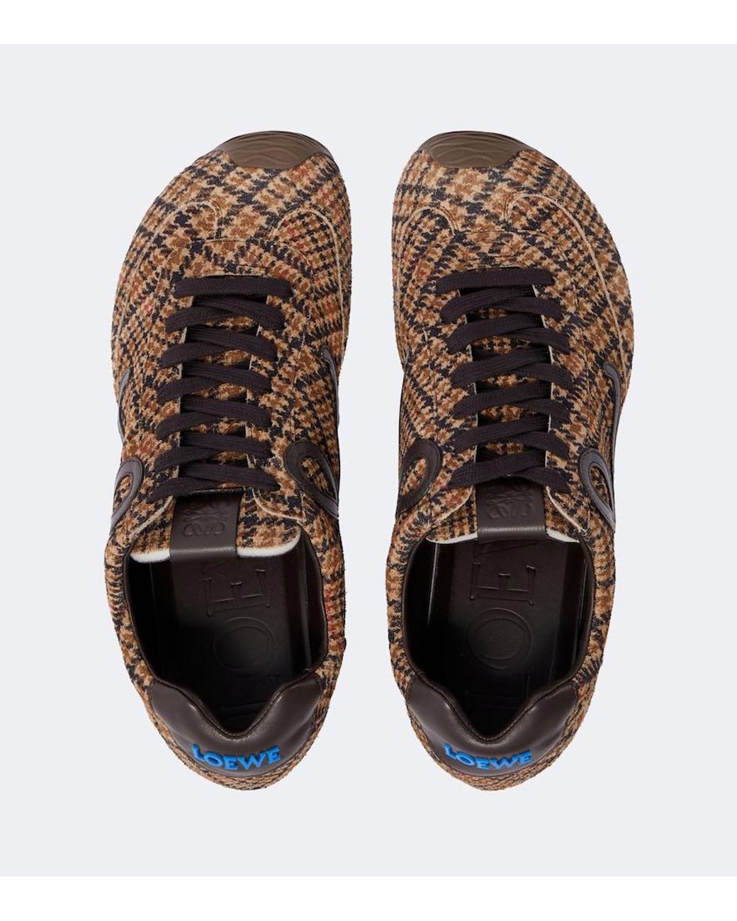 Loewe Brown Ballet Runner 2.0 Leather-trimmed Checked Wool Sneakers for men