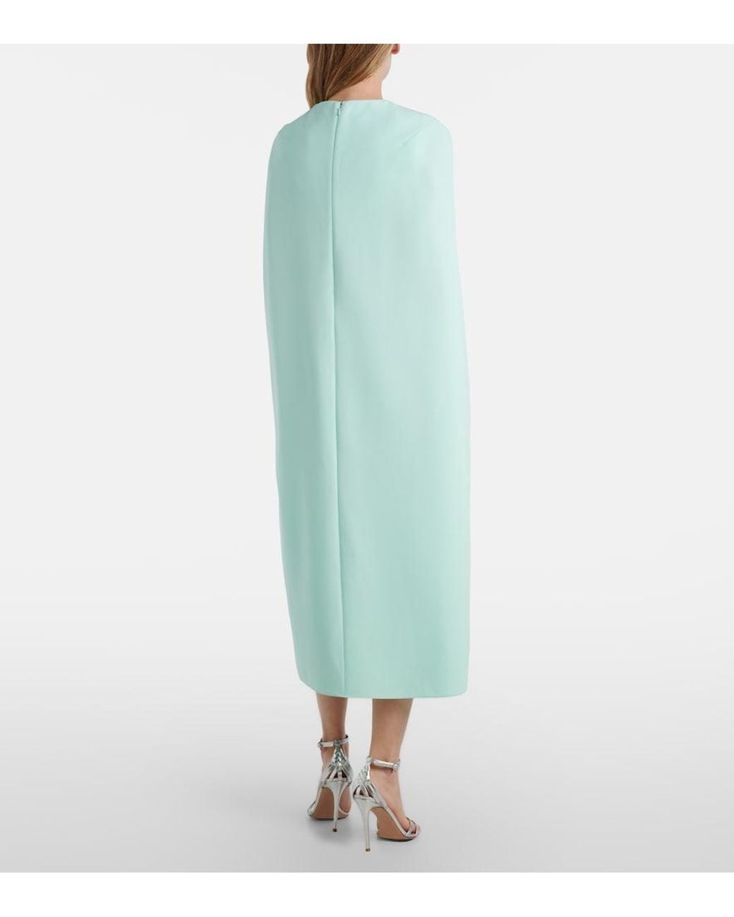 Safiyaa Blue Oria Caped Crepe Midi Dress