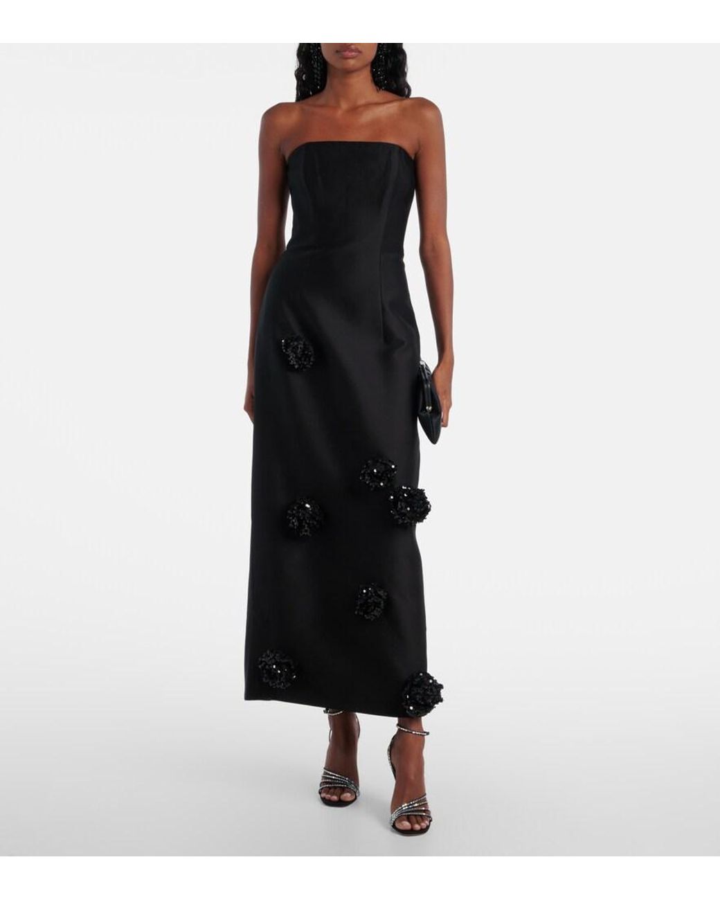 LEO LIN Black Zayna Sequined Gown And Cape Set