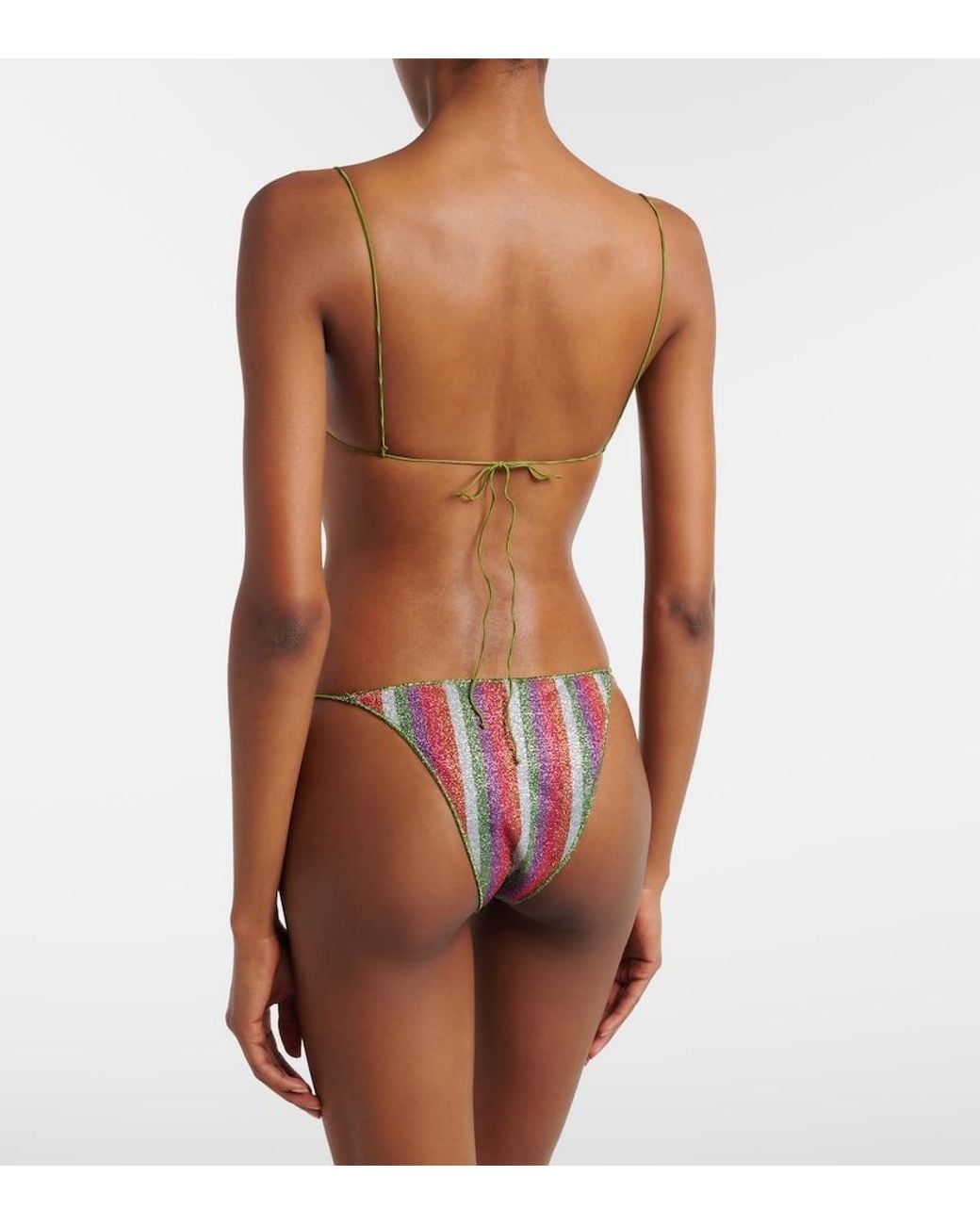 Oseree White Lumiere Striped Bikini