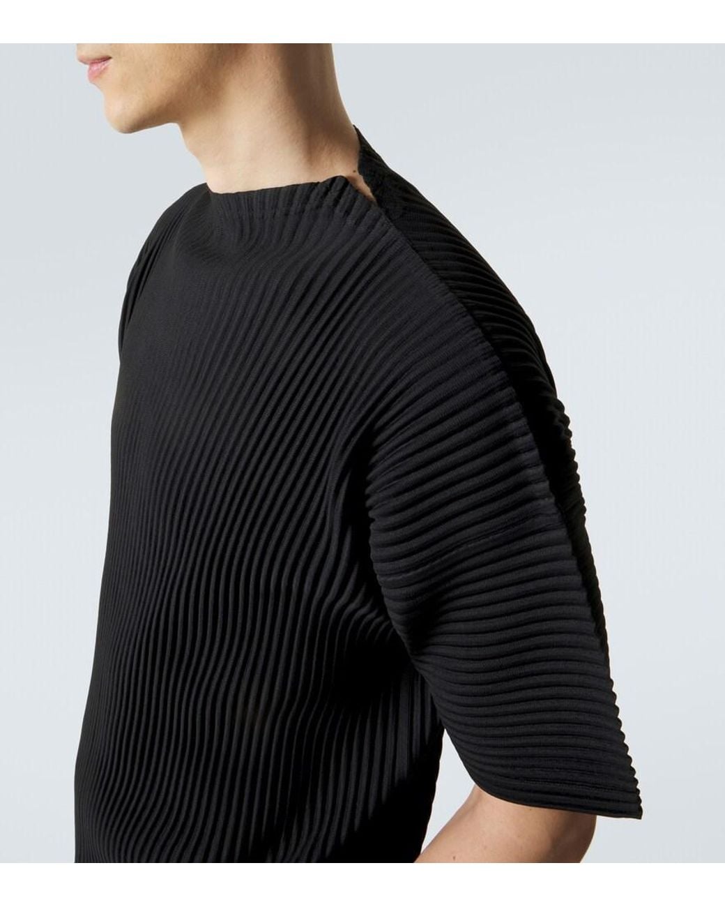Homme Plissé Issey Miyake Black Monthly Colors: March Pleated T-Shirt for men