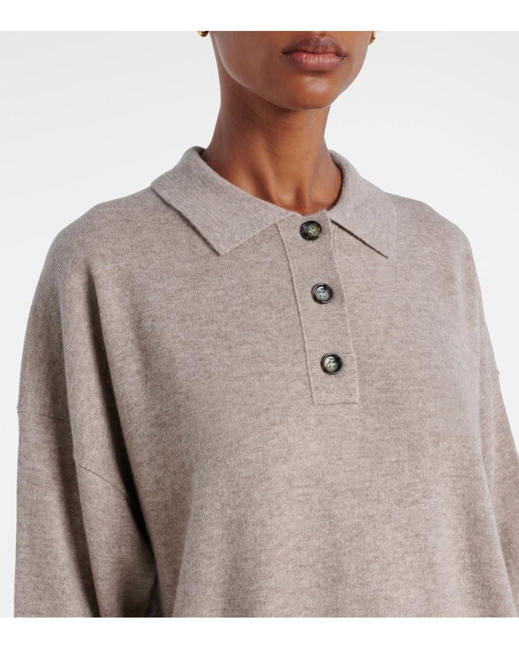 Jardin Des Orangers Natural Wool And Cashmere Polo Sweater
