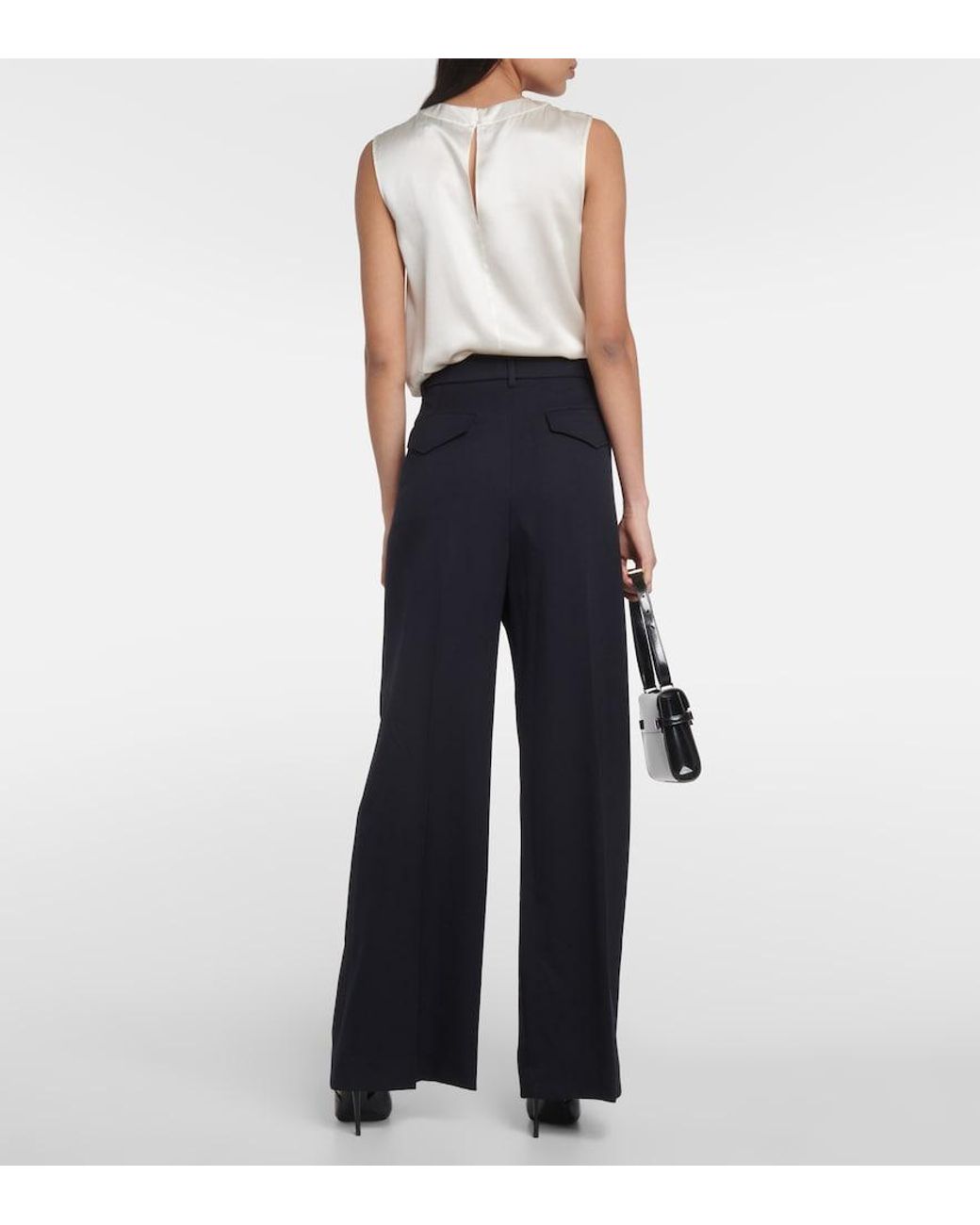 Nili Lotan Blue Johan Virgin Wool Wide-Leg Pants