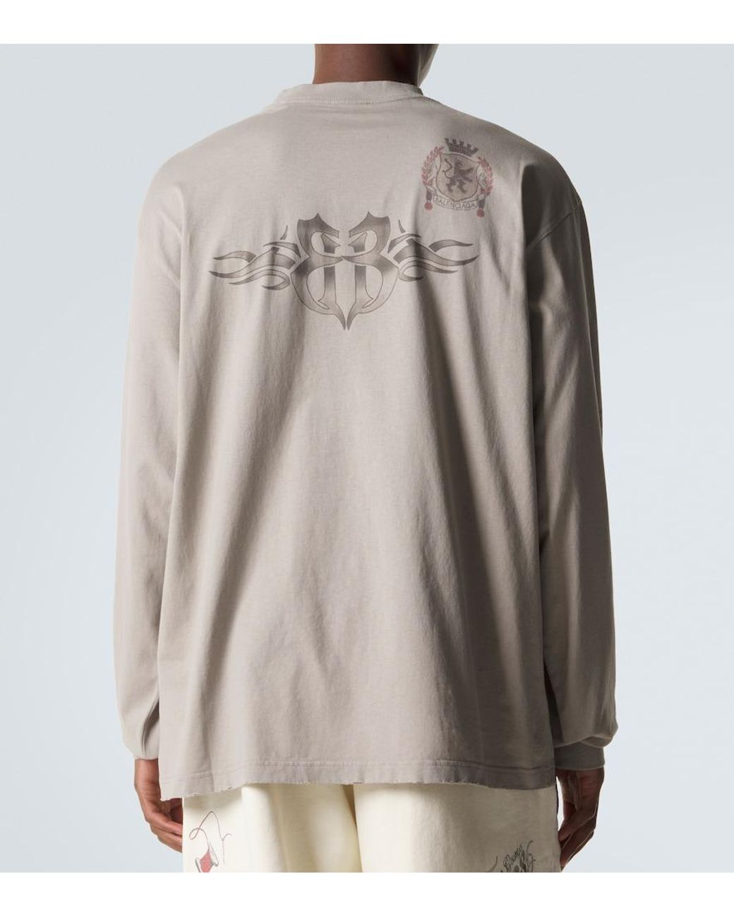 Balenciaga Gray Printed Cotton Jersey T-Shirt for men