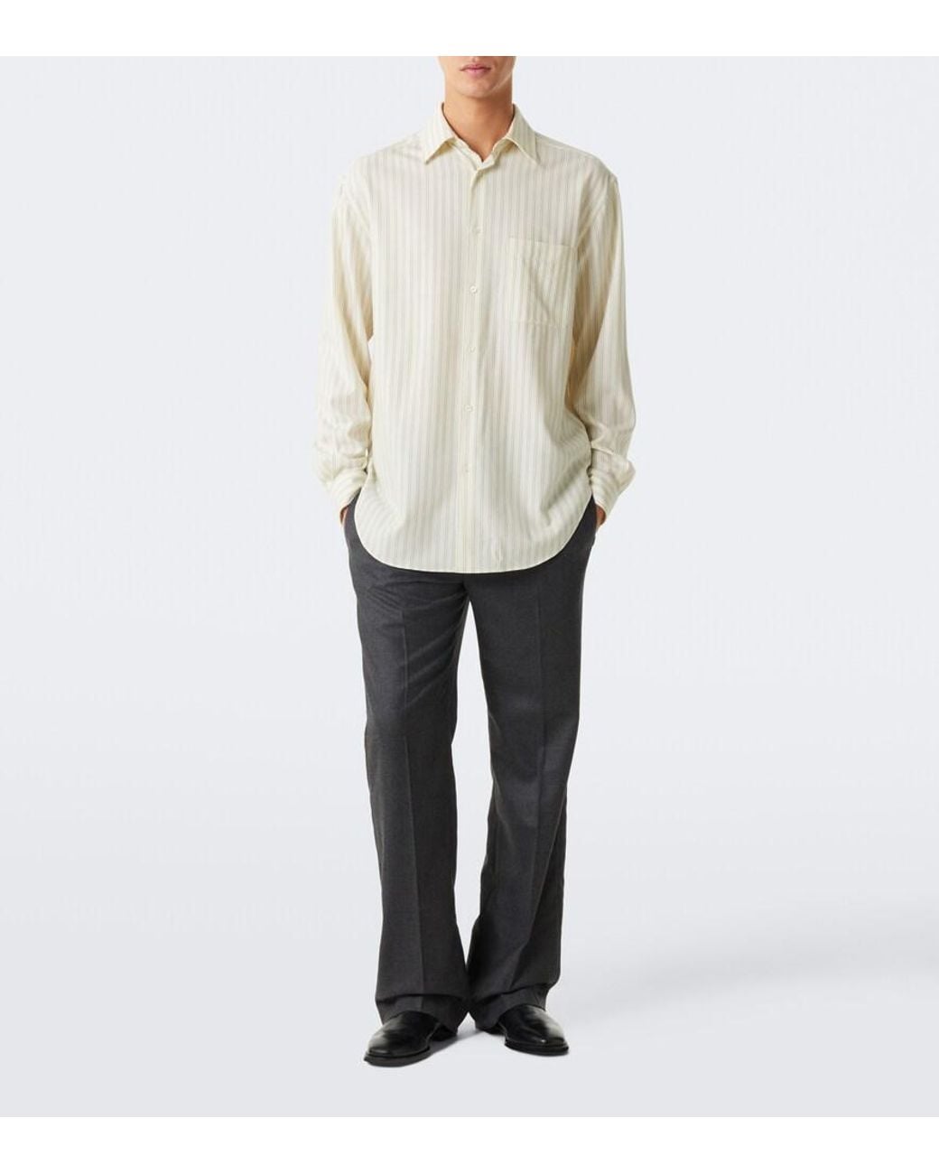 The Row White Uday Striped Cotton Poplin Shirt for men