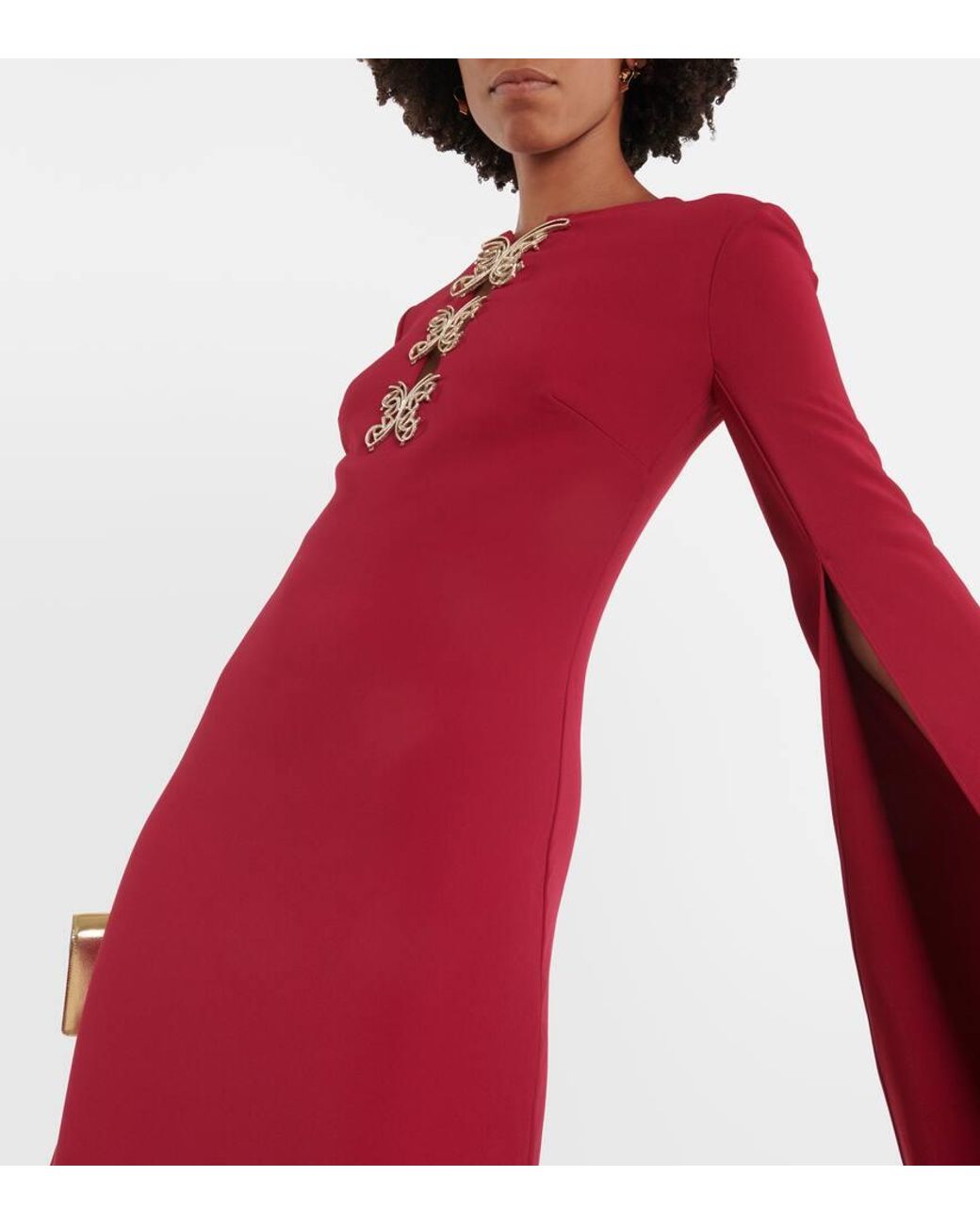 Elie Saab Red Embellished Crepe Gown