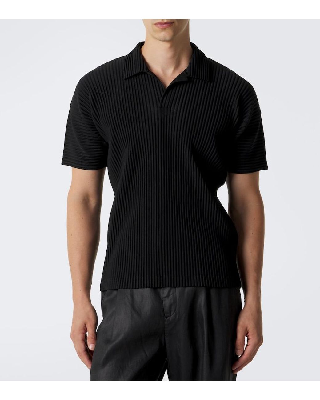 Homme Plissé Issey Miyake Black Basics Pleated Polo Shirt for men