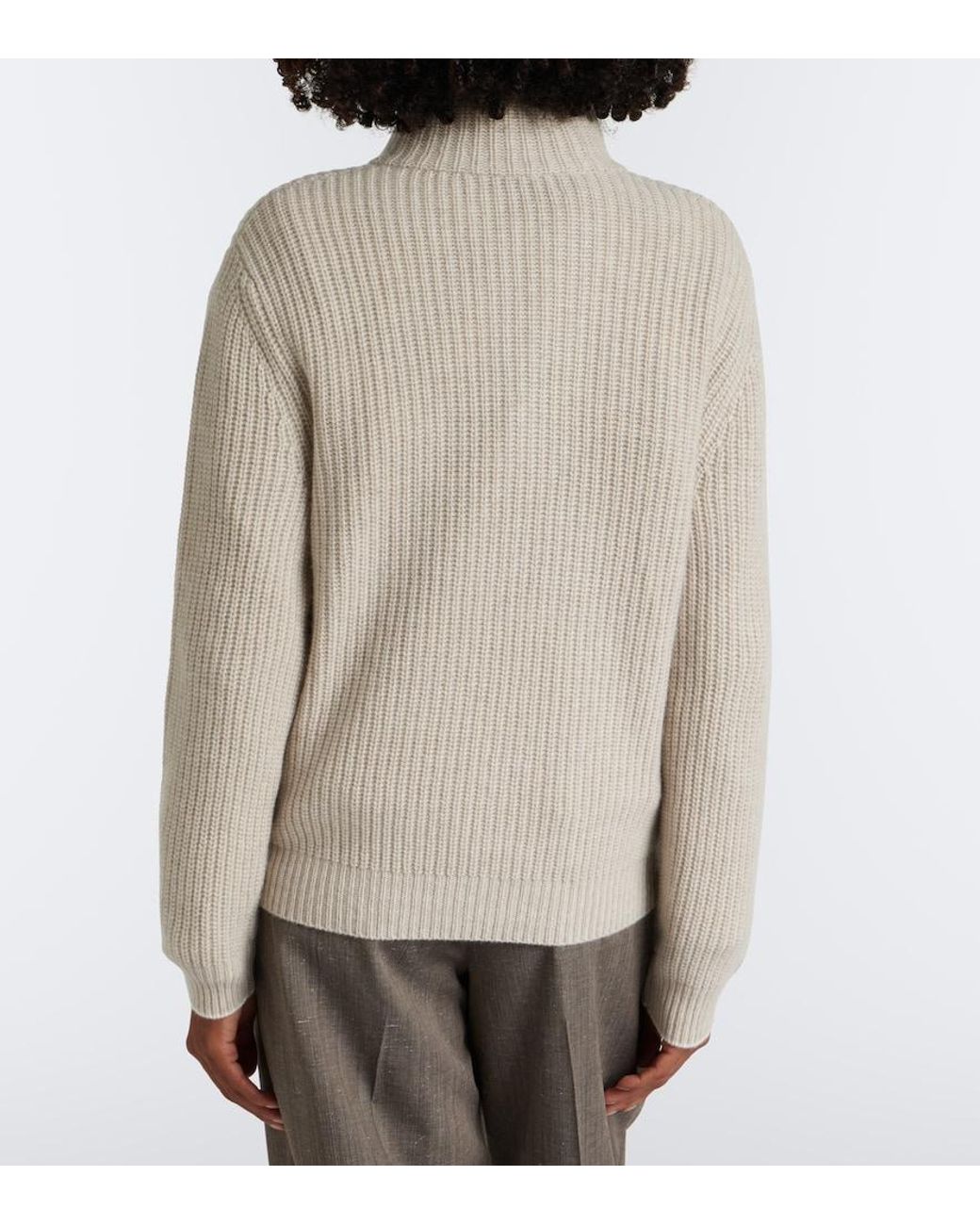 arch4 Natural Saatchi Cashmere Zip-Up Sweater
