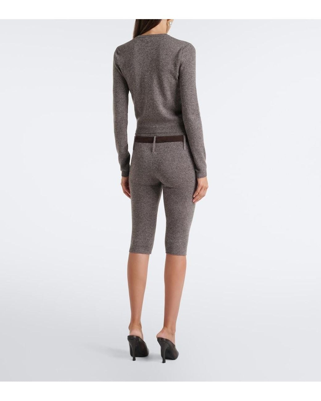 Magda Butrym Gray Knitted Wool Capri Pants