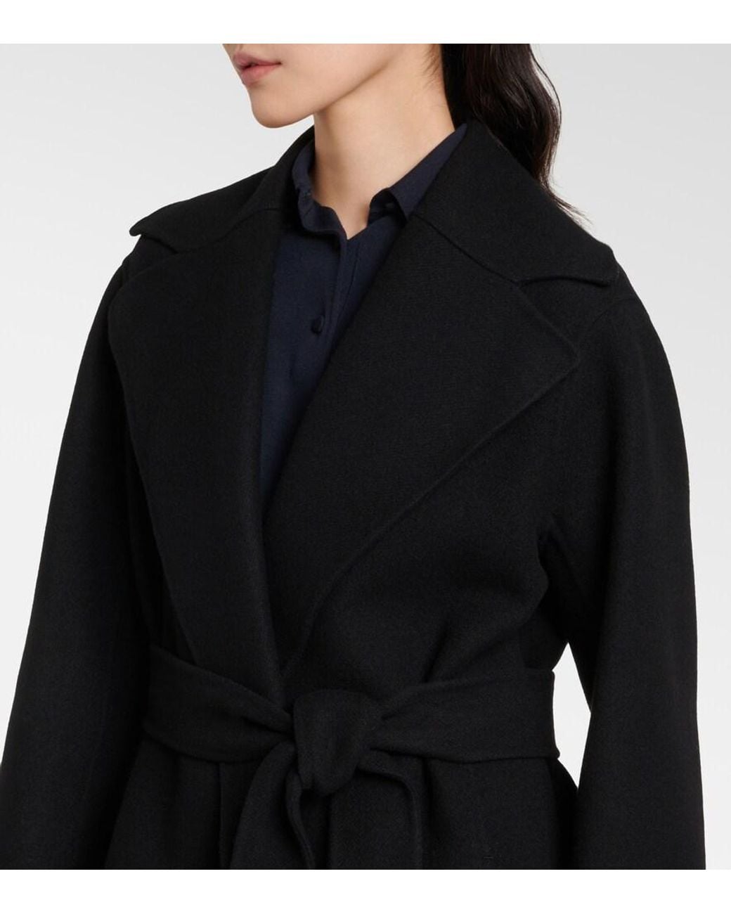The Row Black Malika Wool-Blend Coat