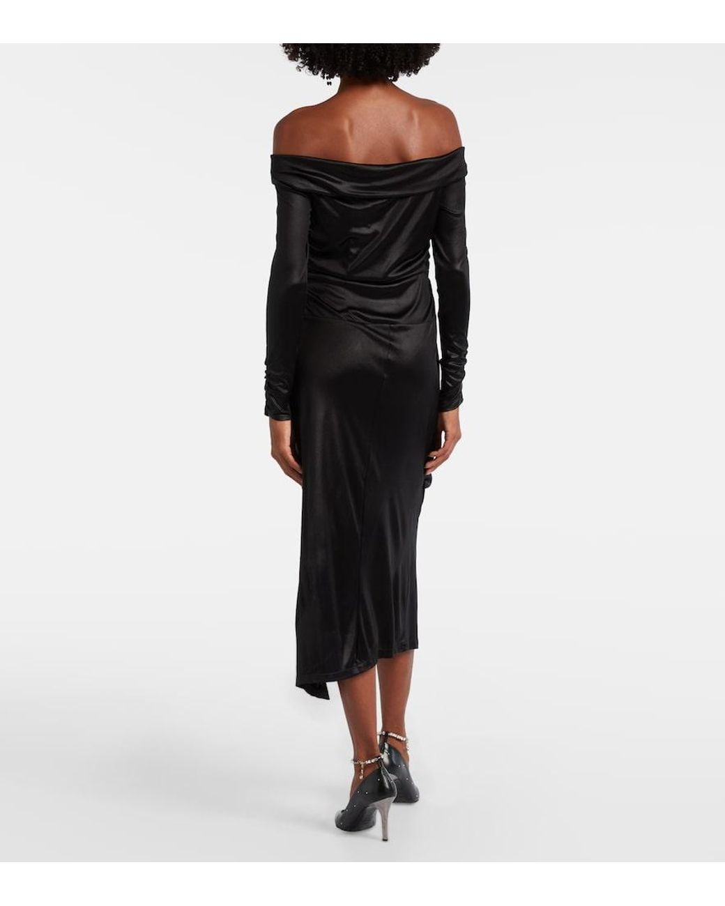 Isabel Marant Black Elife Gathered Off-Shoulder Midi Dress