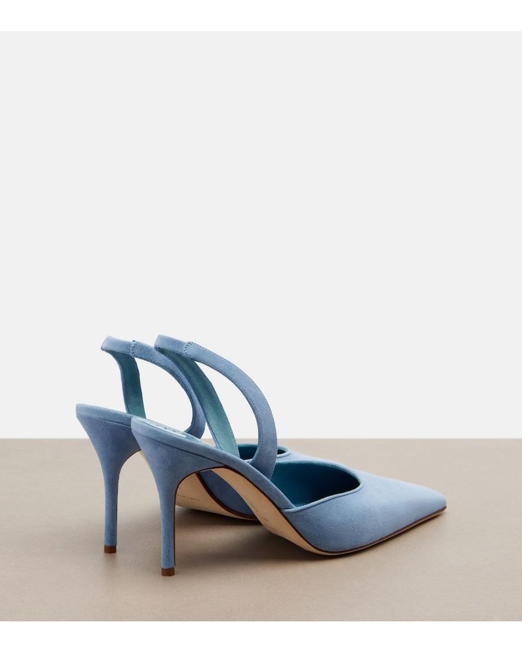 Manolo Blahnik Blue Borelapla Suede Slingback Pumps