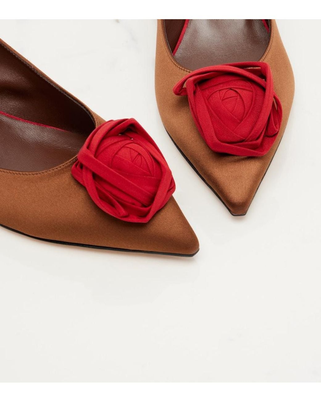 Roger Vivier Red Rose Vivier Satin Slingback Pumps