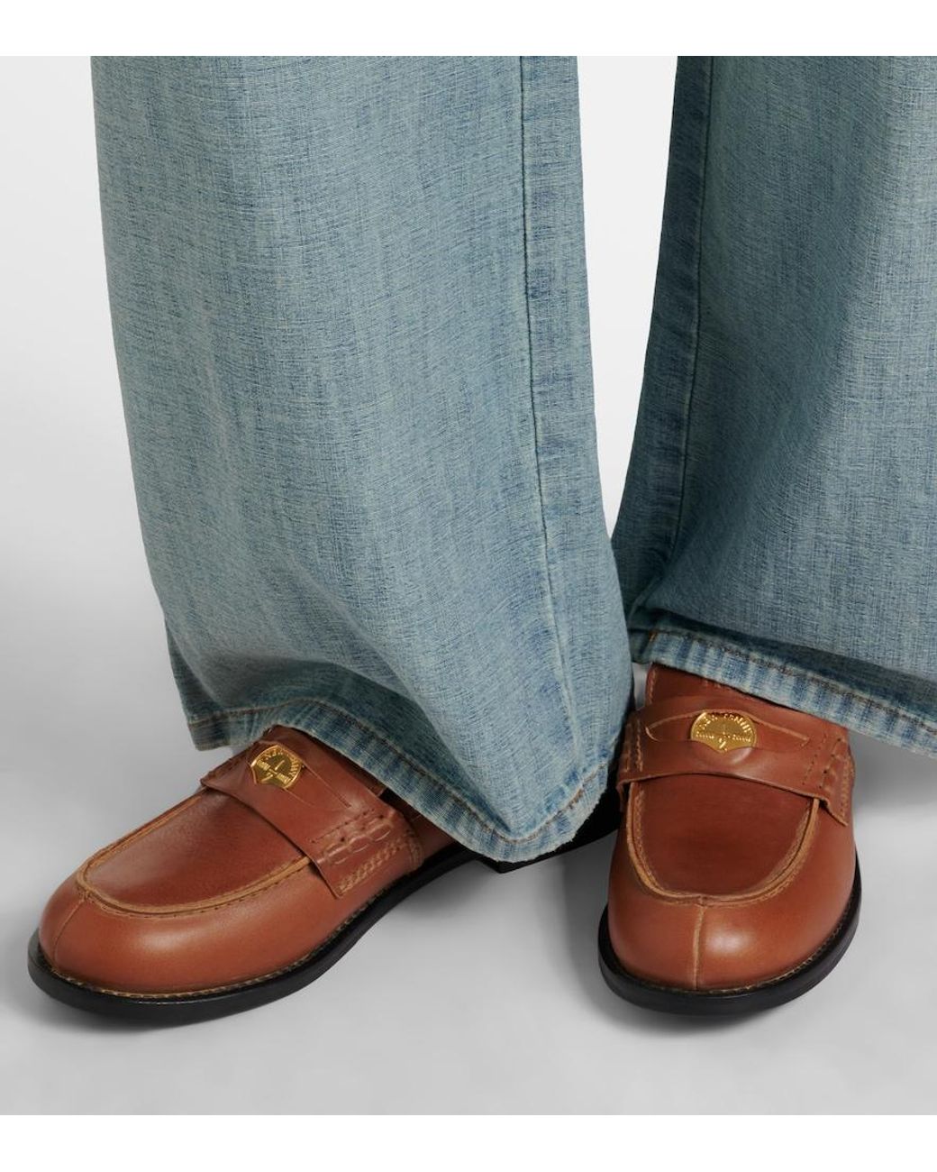 Miu Miu Brown Leather Penny Loafers