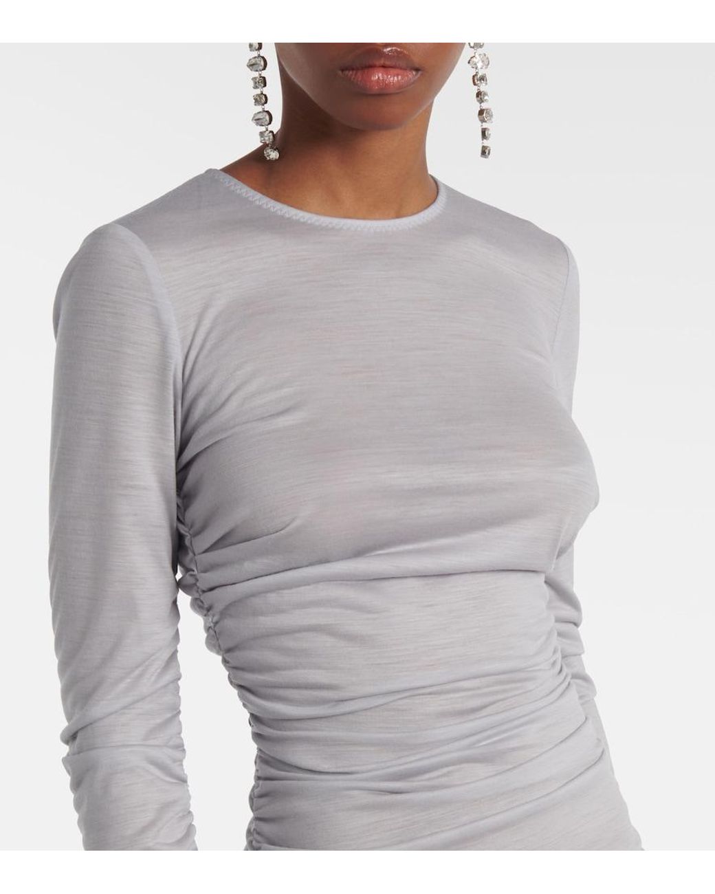 Dolce & Gabbana Gray Wool Midi Dress
