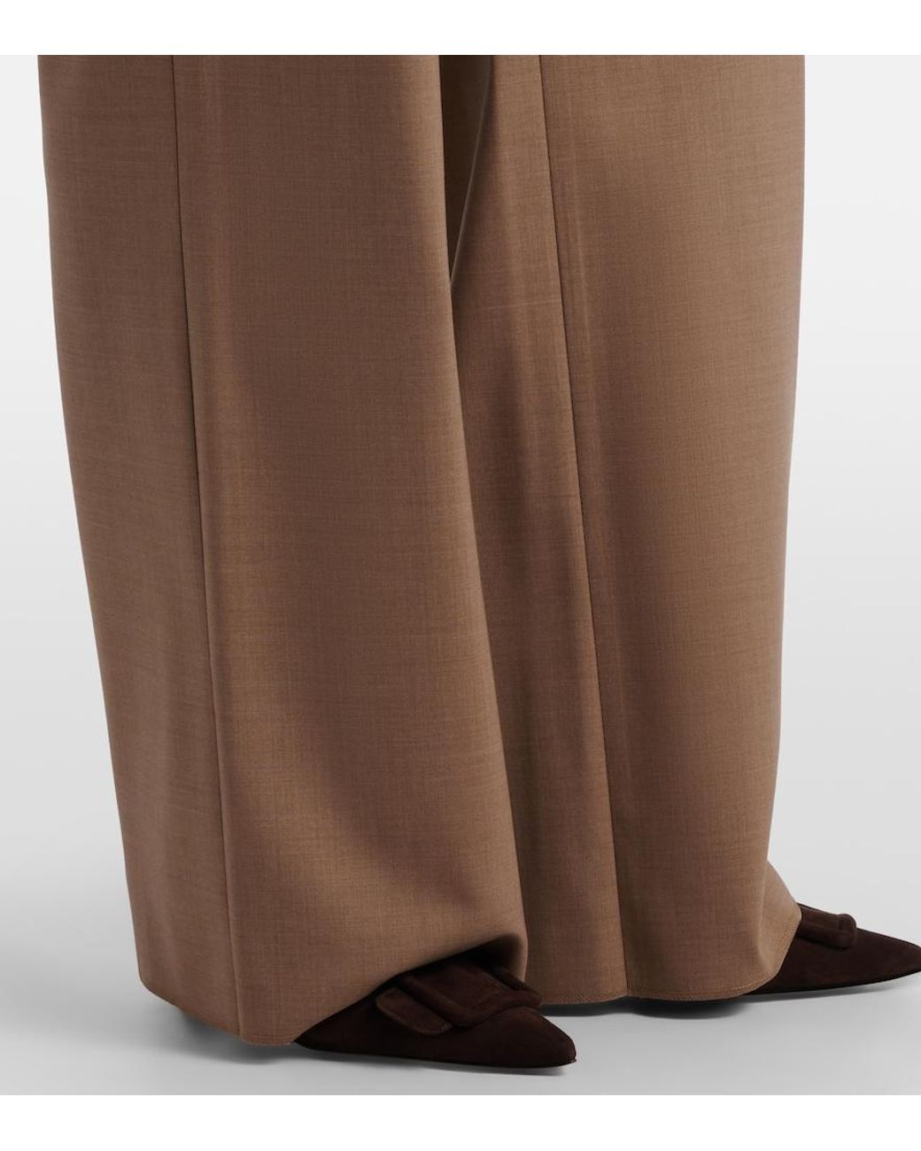 Max Mara Brown Salpa Virgin Wool Wide-Leg Pants