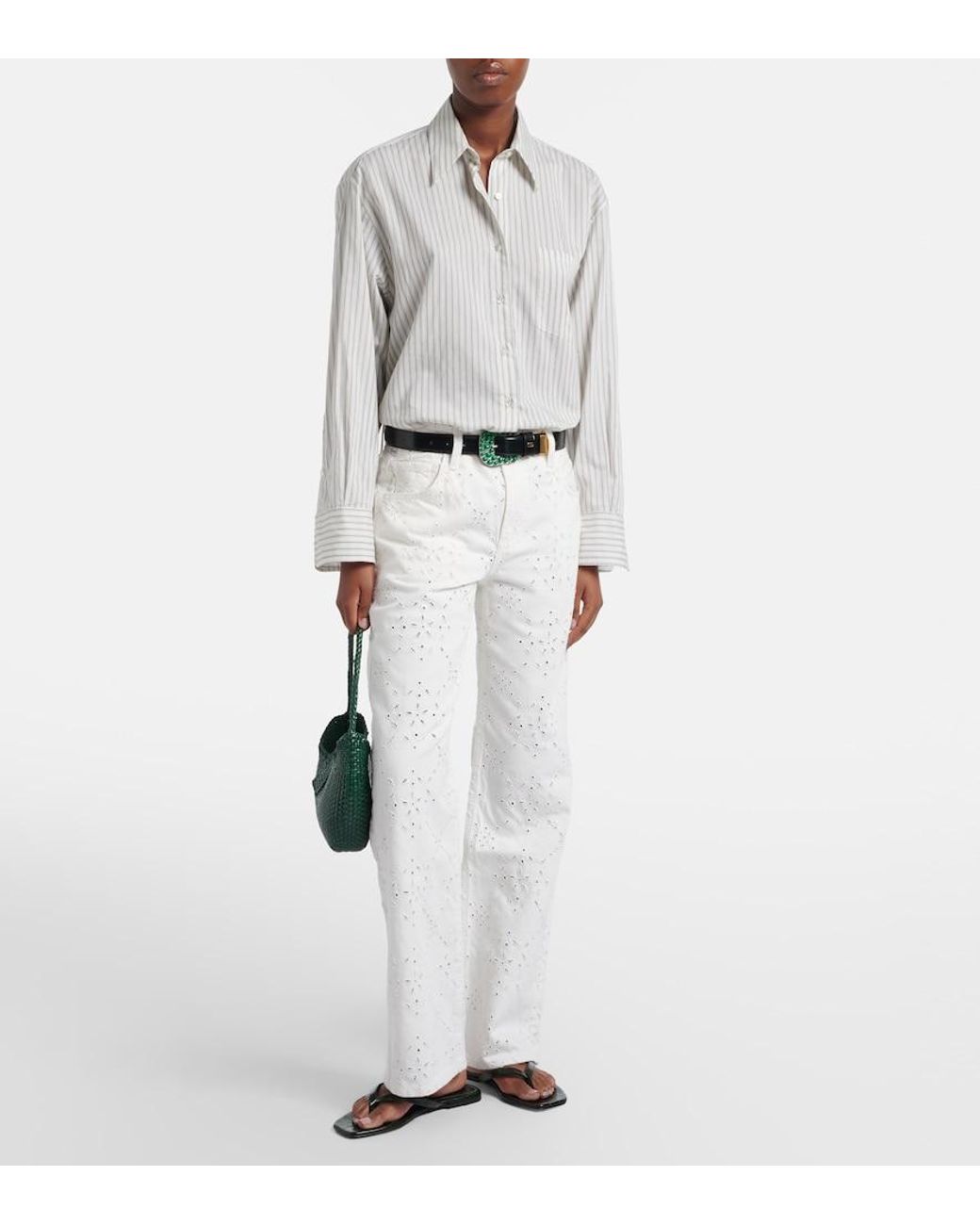 Citizens of Humanity White Lindz Broderie Anglaise Straight Jeans
