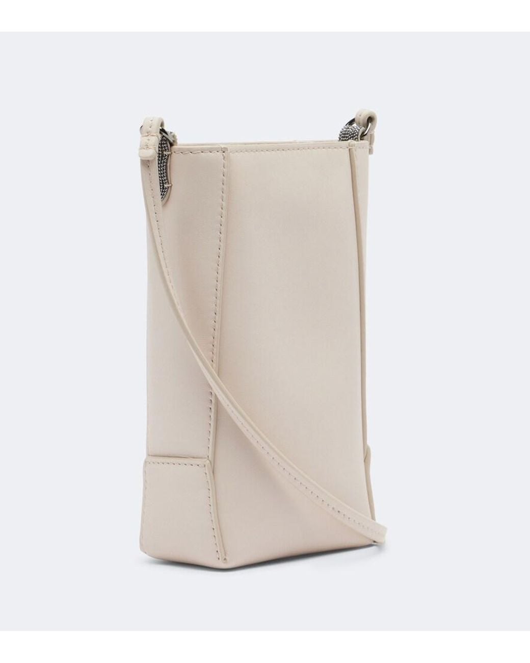 Brunello Cucinelli White Duo Mini Monili Leather Phone Pouch