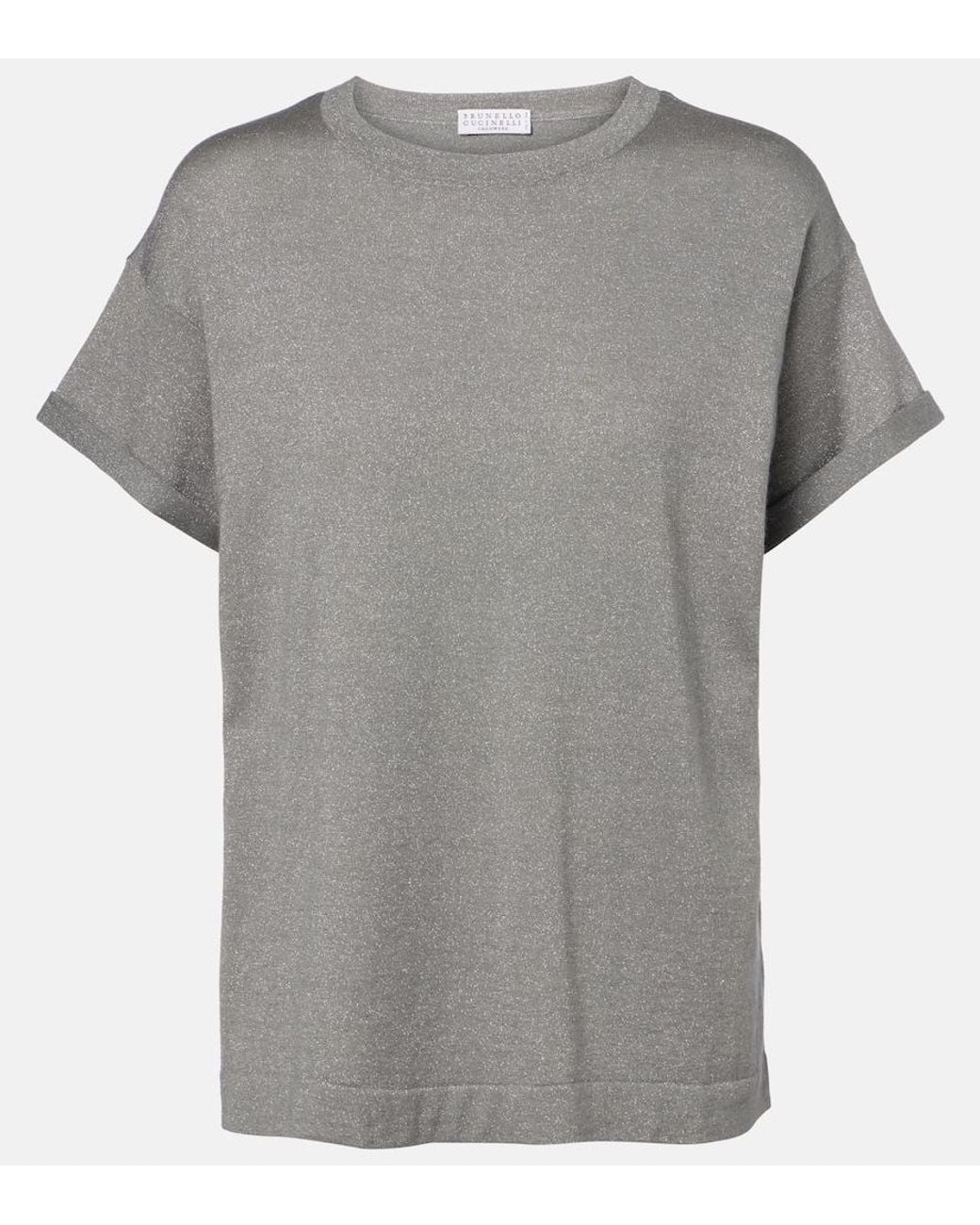 Brunello Cucinelli Gray Cashmere And Silk-Blend T-Shirt
