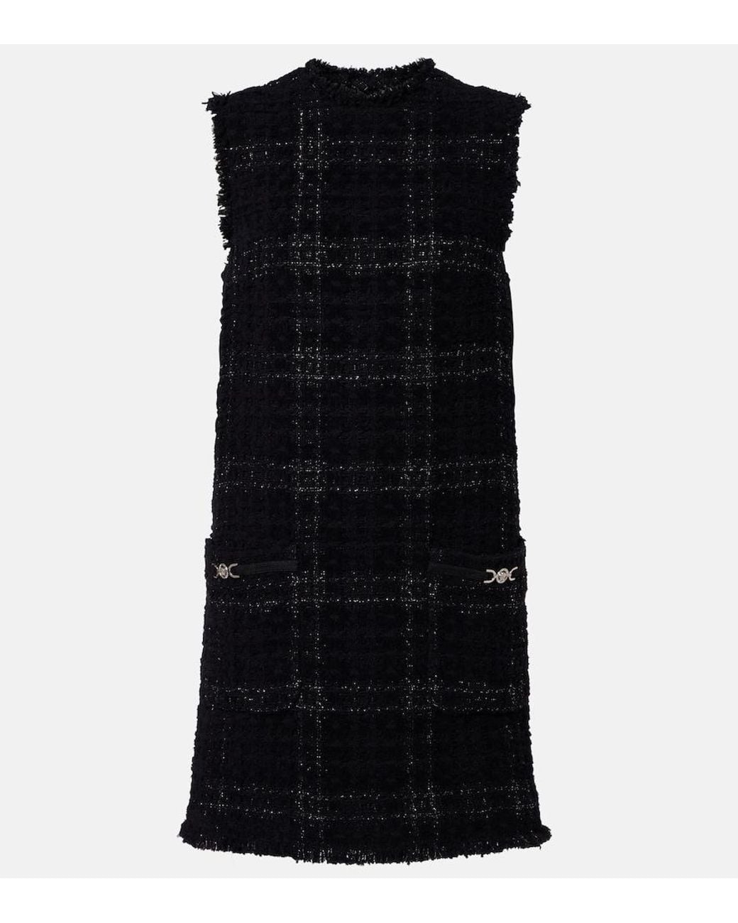 Versace Black Medusa '95 Cotton-Blend Tweed Minidress