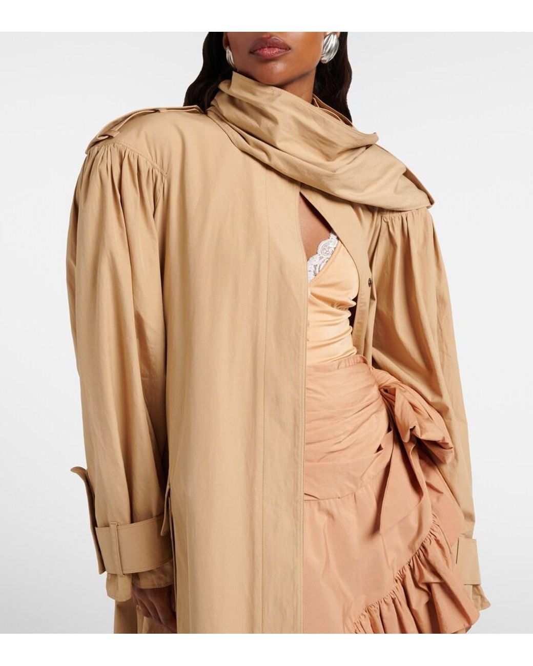 Chloé Natural Scarf-Detail Cotton Coat