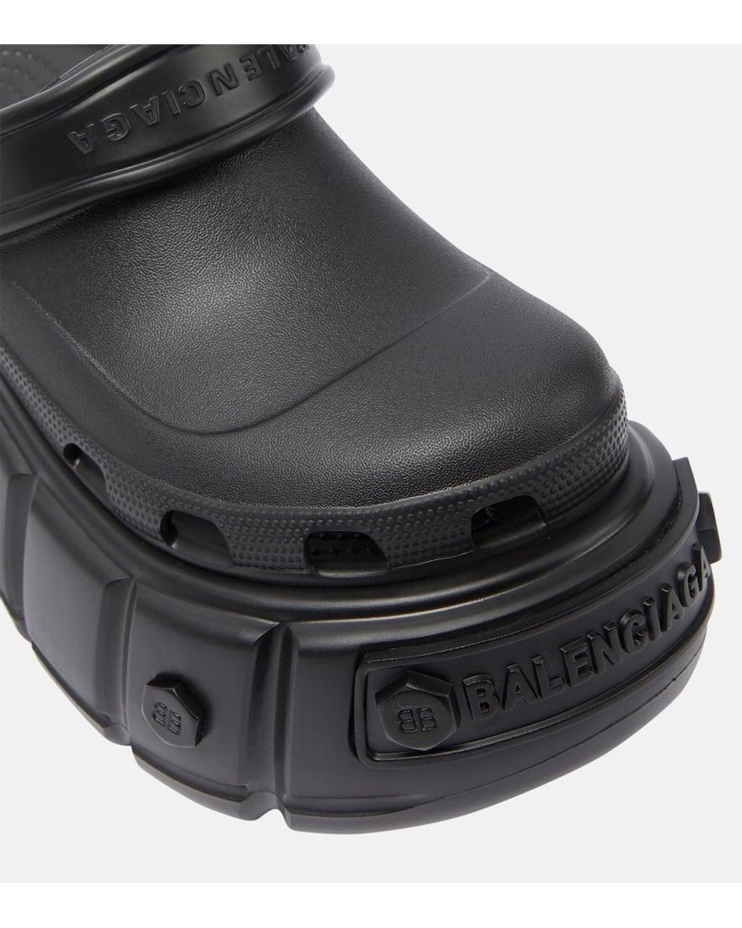 Balenciaga X Crocs Hardcrocs Platform Slides in Black | Lyst UK