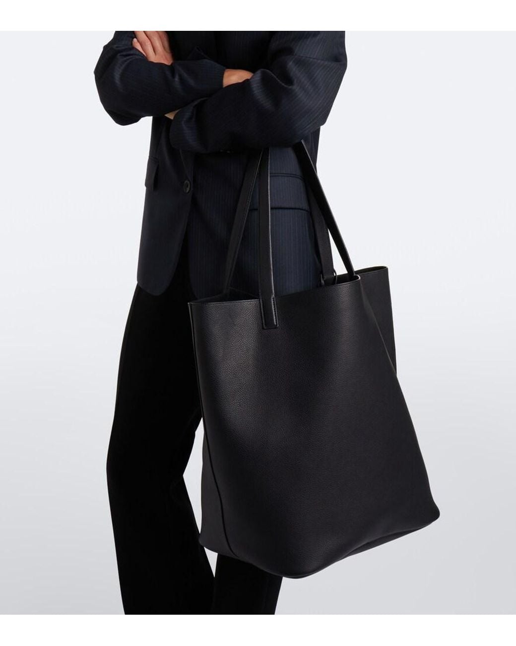 The Row Black Clement Leather Tote Bag