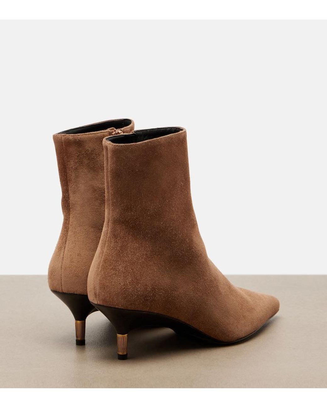 Khaite Brown Bella Suede Ankle Boots