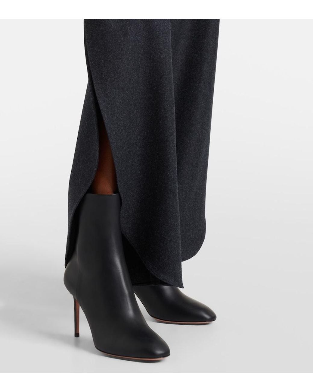 Aquazzura Black Sellier 85 Leather Ankle Boots