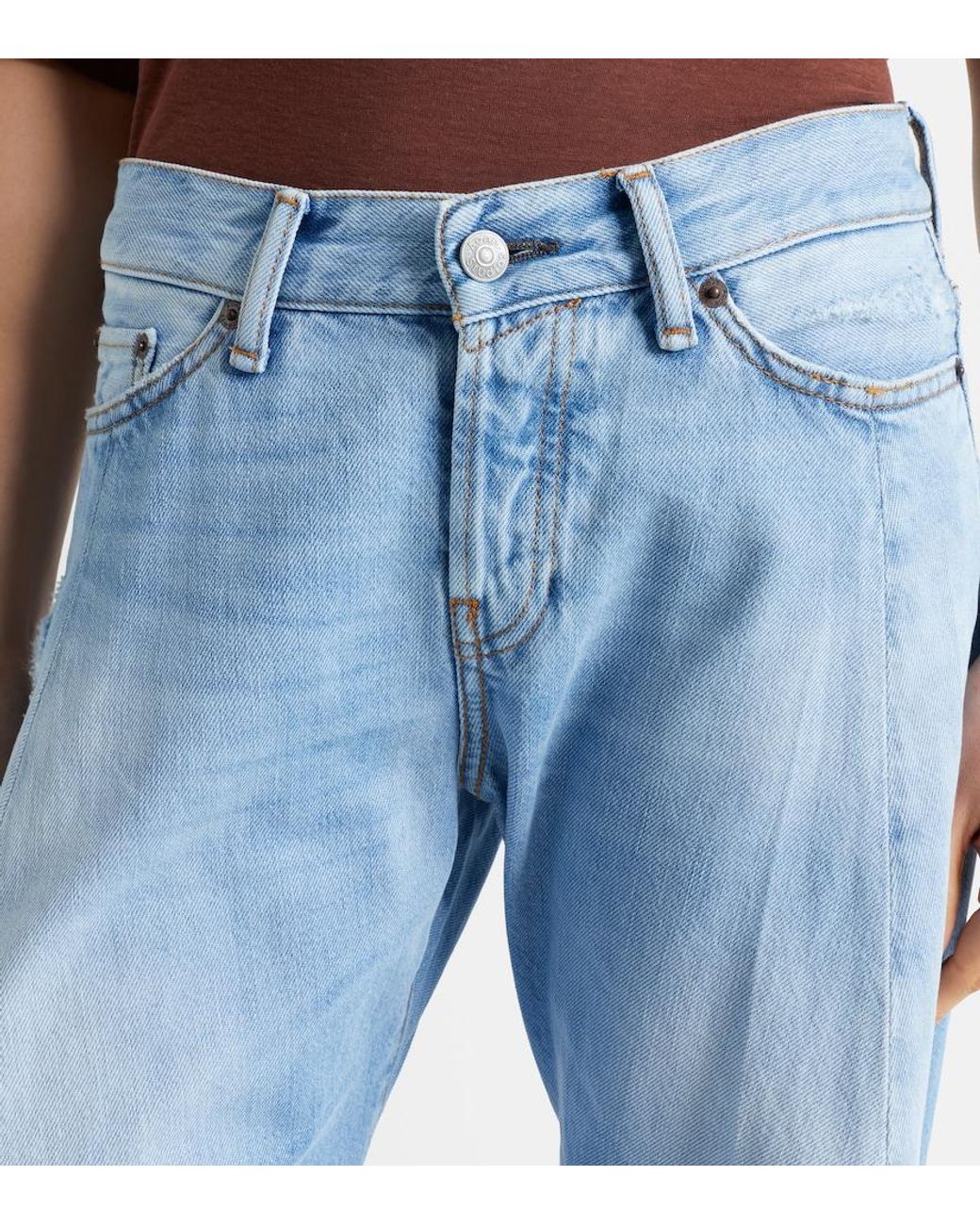 Acne Blue 2006F Distressed Wide-Leg Jeans